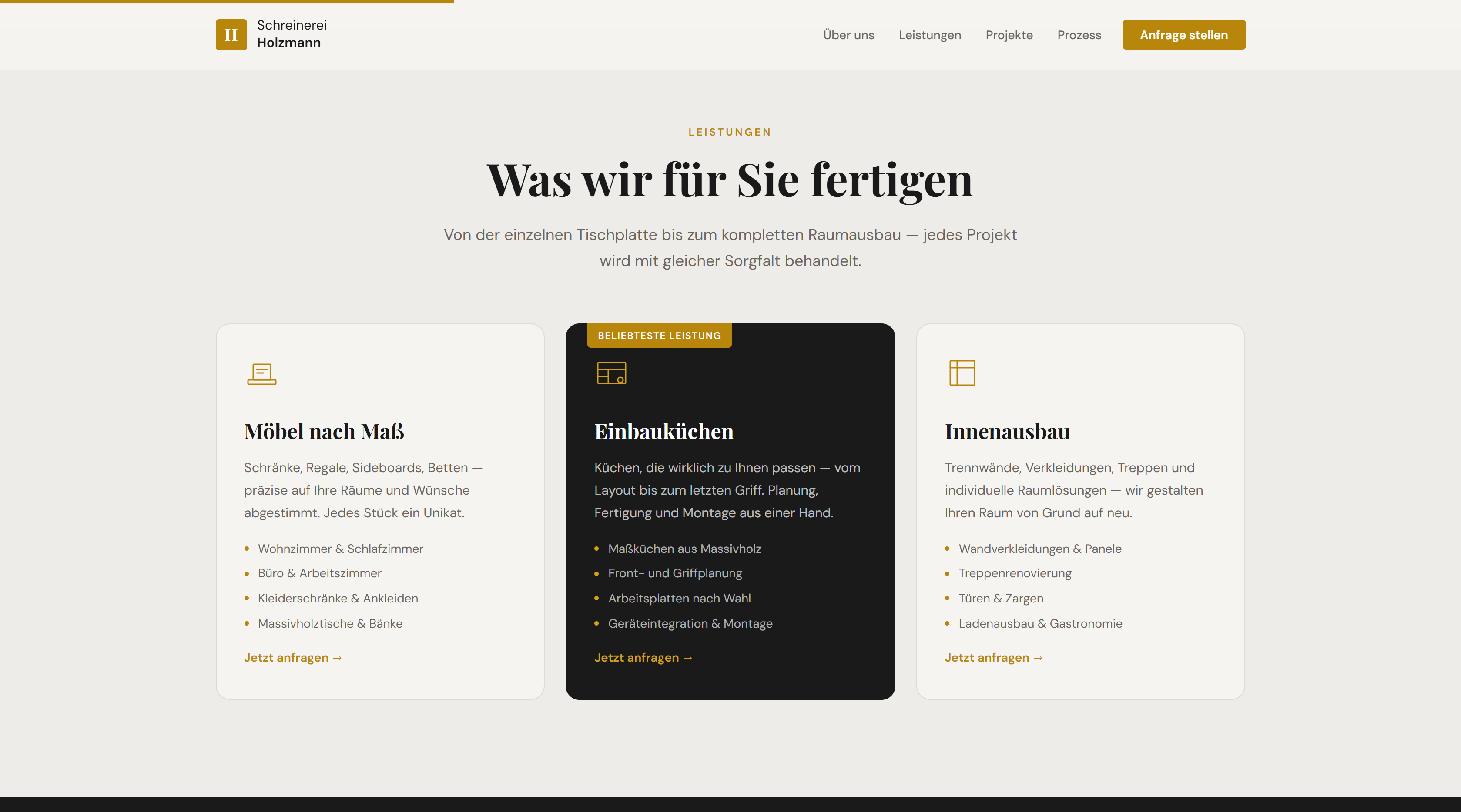 Schreinerei Holzmann — Innenseite